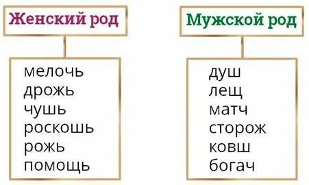 Слова мужского рода на ь