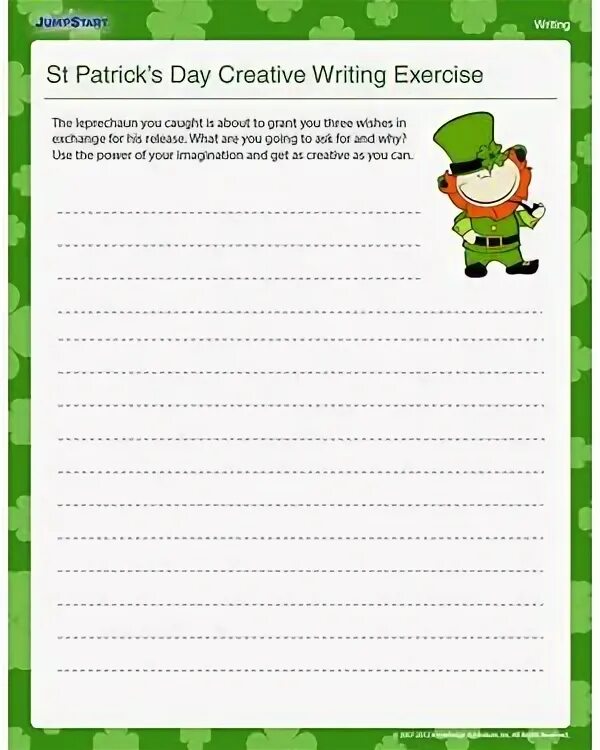 Writer exercise. Creative writing worksheets. st patrick worksheet for kids. creative writing exercises. exercises for writing.