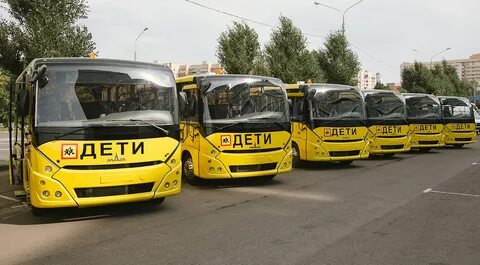 11 школьных автобусов