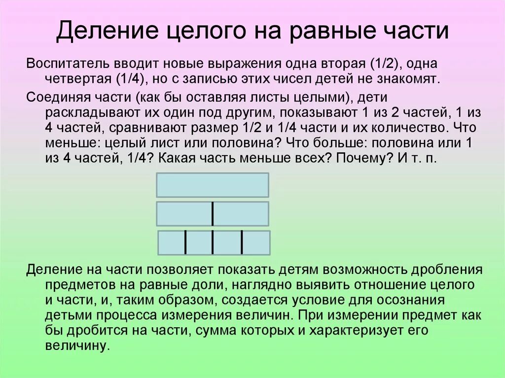 Целое равно сумме элементов. Деление целого на части. Деление целого на равные части. Деление с целой частью. Деление целого на части задания.