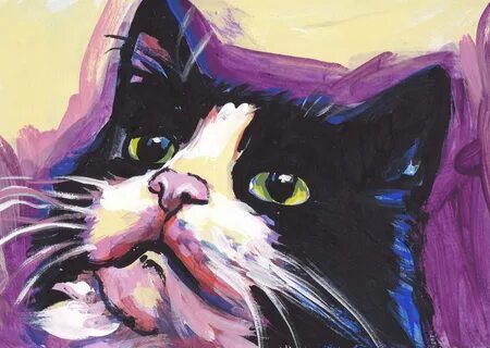 Как нарисовать кота красками