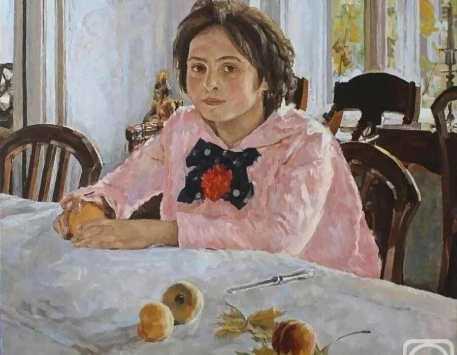 Картина девочка с персиками фото