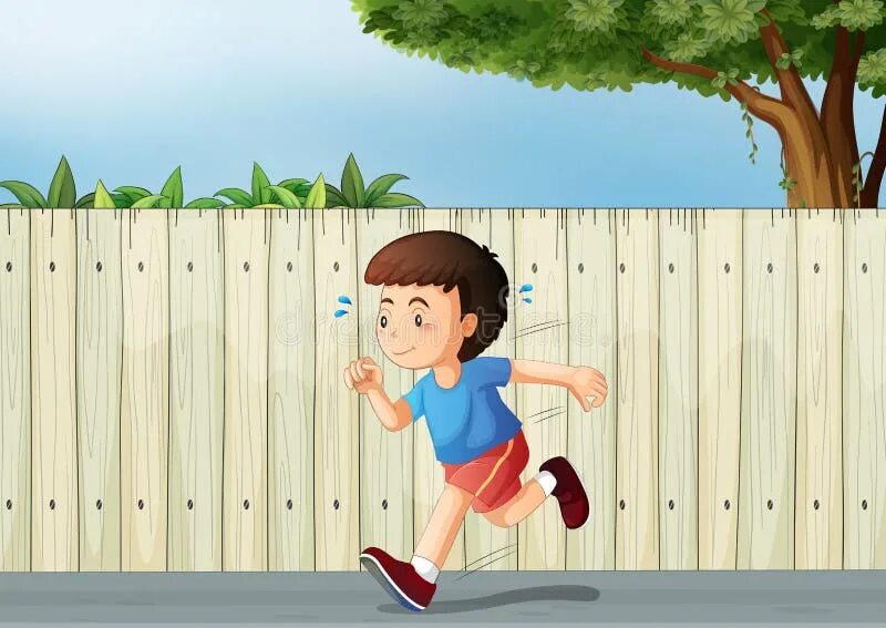 Покажи как сбежать. Дети бегут. Мальчик бежит. Мультяшный мальчик бегает. Забор мультяшный.