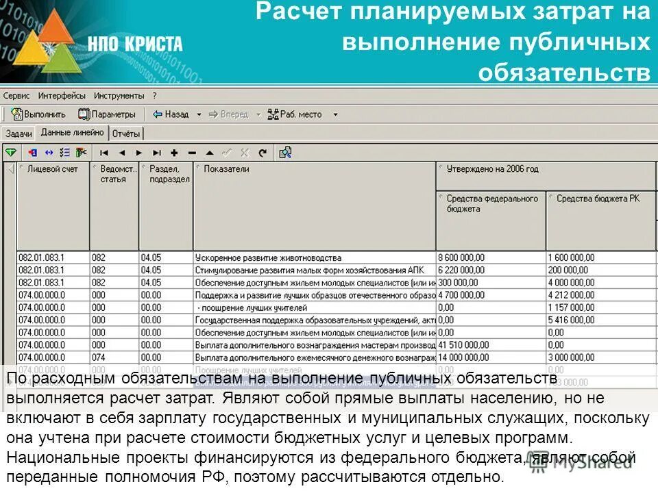 программа планирования затрат
