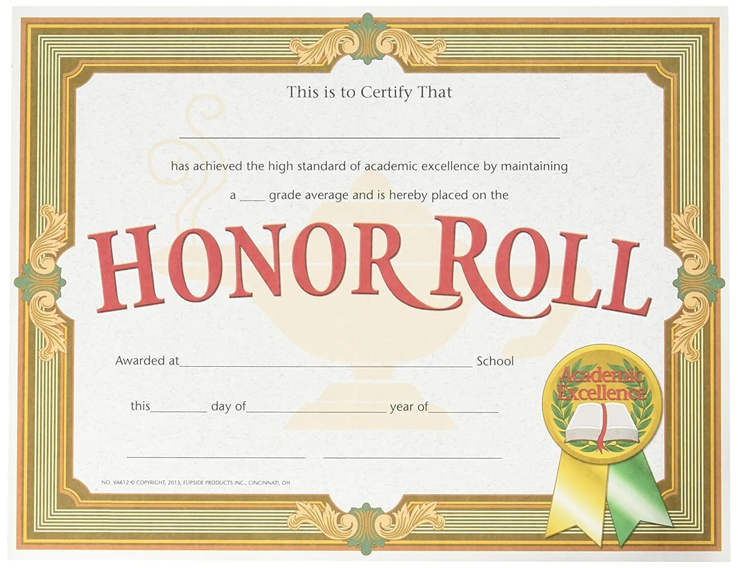 Certificate of Honor School. Certificate of honour. Honor Roll in University.