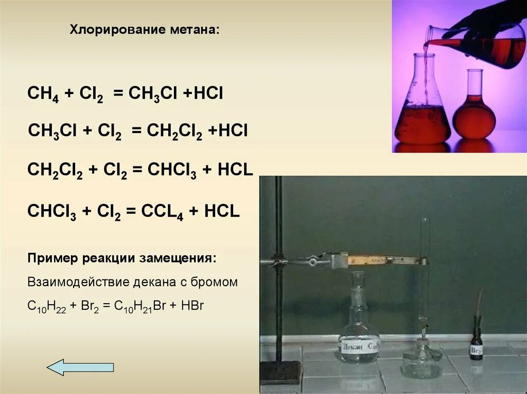 Хлорирования метана реакция замещения. Хлорирование метана реакция. Дихлорирование метана. Реакция взаимодействия метана с бромом.