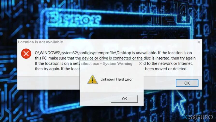 Windows exe ошибка. Sihost Unknown hard Error. Неизвестная ошибка Windows. Unknown hard Error Windows 10.