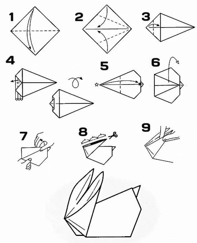 Простой способ оригами. Зайчик оригами из бумаги схемы для детей простая. Оригами зайчик из бумаги для детей 5-6. Заяц оригами из бумаги для начинающих пошагово. Оригами заяц из бумаги для детей пошагово.