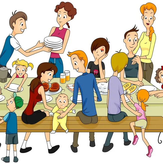 День родственников 2024. Иллюстрация большой семьи. Родственники рисунок. Гости рисунок. Родня рисунок.