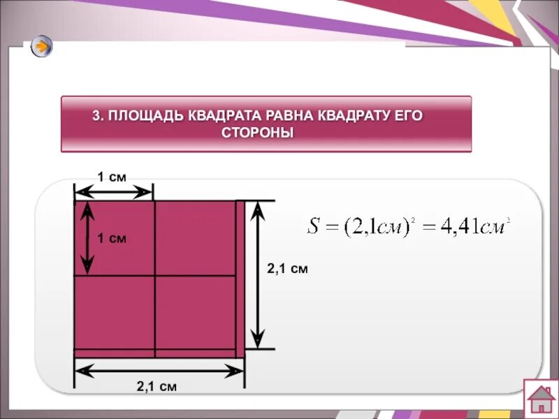 Формула площади квадратных метров. Площадь квадрата 1 см. Площадь квадрата равна квадрату его стороны. Квадрат площадью 1 см2. Размер квадрата.