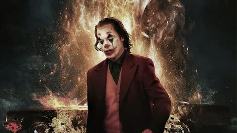 Download Joker 2019 On Fire Background Wallpaper Wallpapers.com.