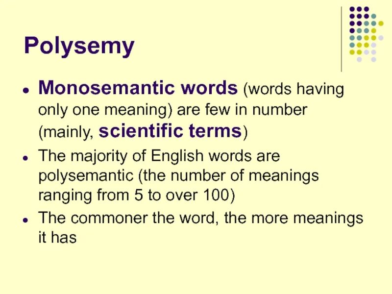 Modern english words. Polysemy Lexicology. Monosemantic and polysemantic Words. Polysemy in English Lexicology. Polysemantic and monosemantic Words в английском.