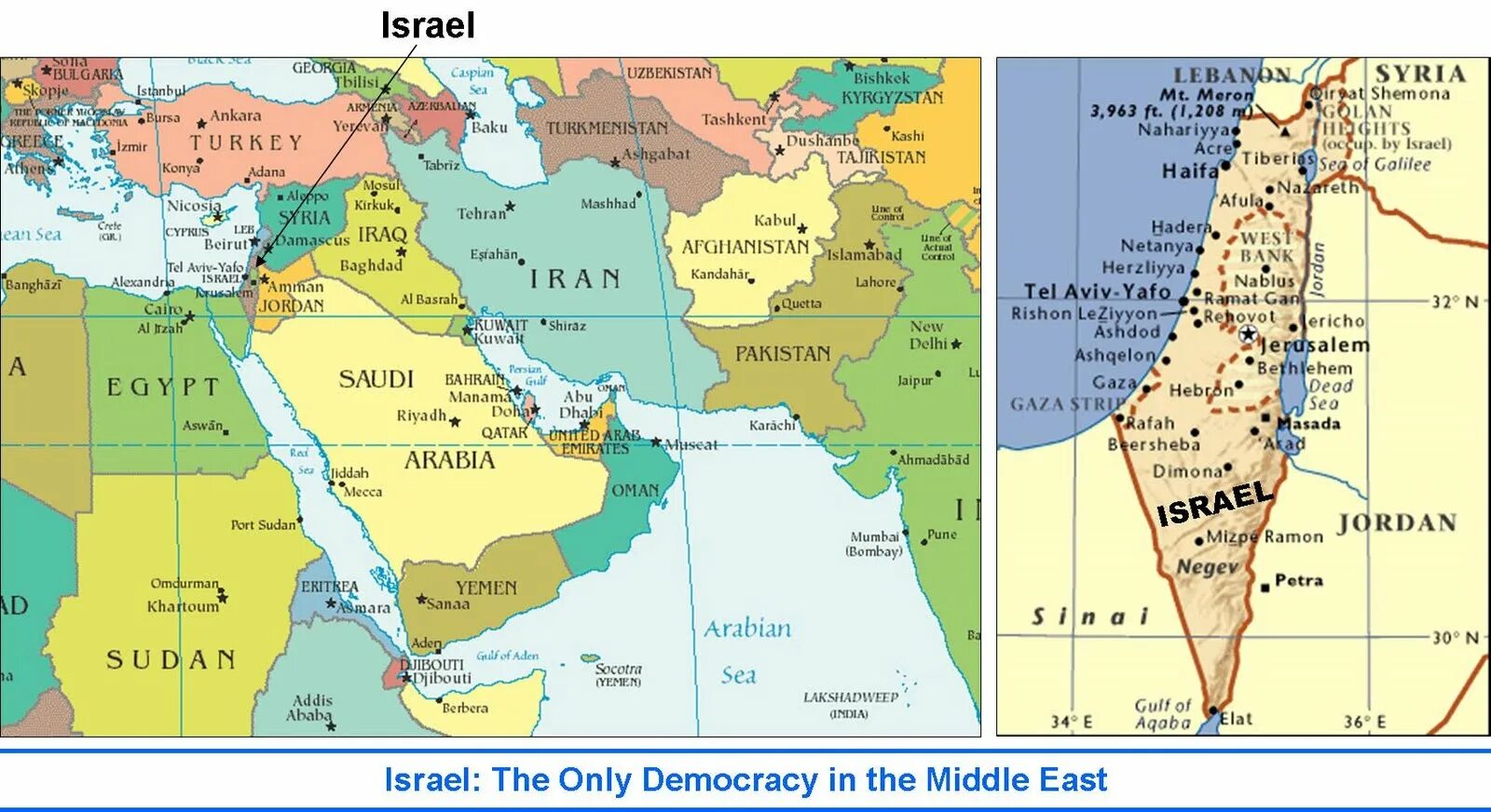Карта Израиля границы с соседними государствами.