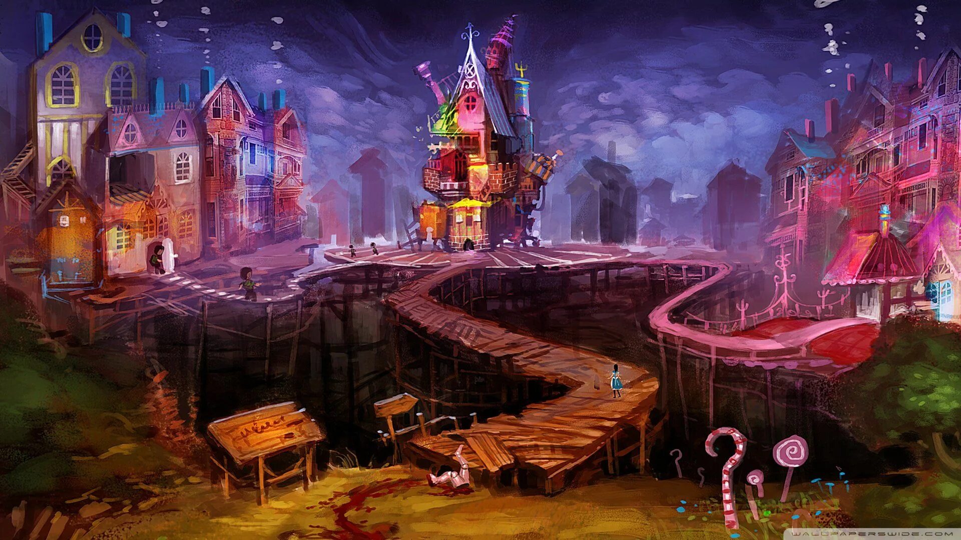 Мир чудес приключения. Alice madness returns dollhouse куклы. alice madness returns фон страны чудес. dollhouse алиса мэднесс.