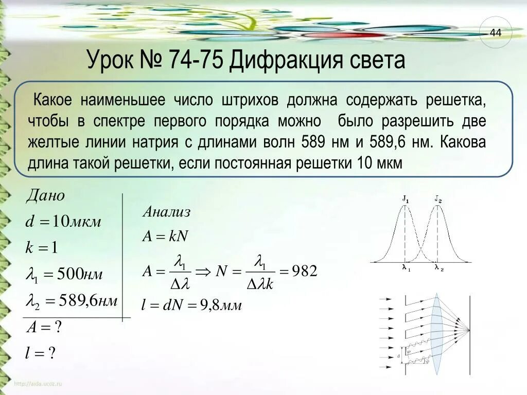 Какой вид волн имеет наименьшую длину. Число штрихов решетки. Задачи на дифракционную решетку. Число штрихов дифракционной решетки. Максимумы и минимумы дифракционной решетки.