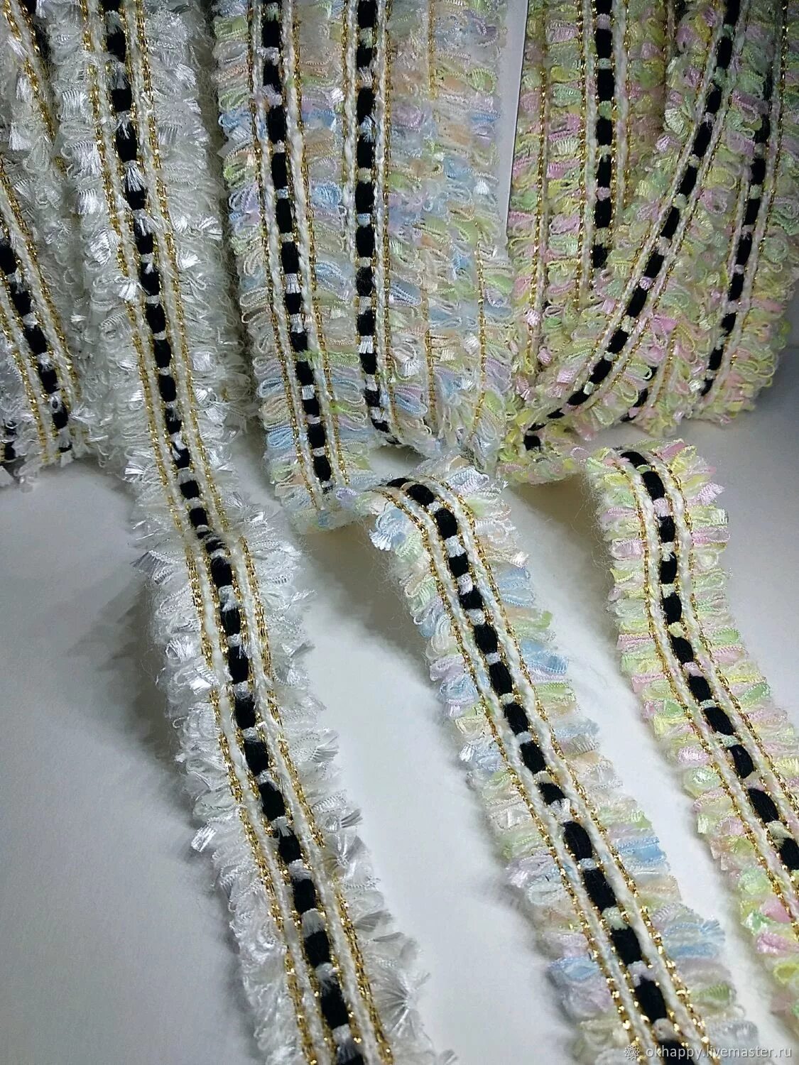 1011 тесьма 10мм*16м золото. Тесьма шанель. 018. Бежевая тесьма декоративная. 57м 4.