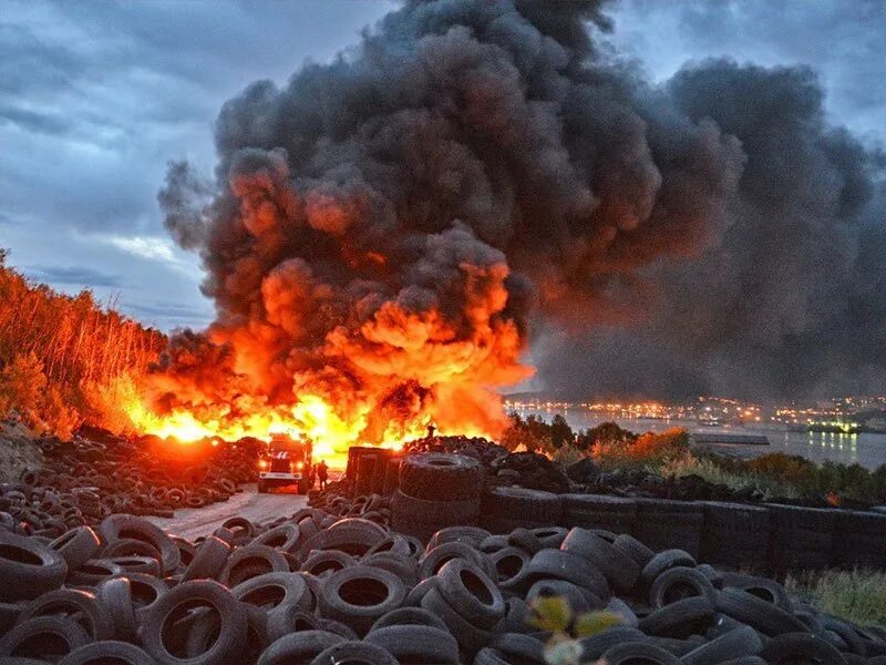 Сжигание отходов. Сжигание ТБО. Газ горящий воздух