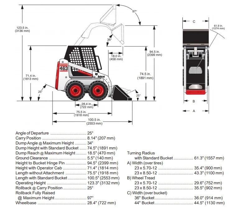 Габариты бобкэт. Бобкэт 463. Bobcat 463 размер. Габариты Бобкэт 100. Бобкэт 463 электропривод.