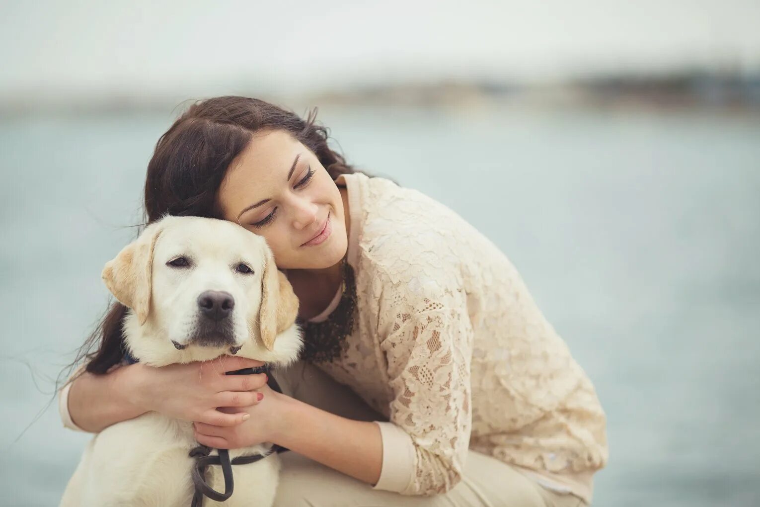 Женщина собака брак. Женщина обнимает собаку. Девушка с собакой. Фотосессия с лабрадором. Девушка с лабрадором.
