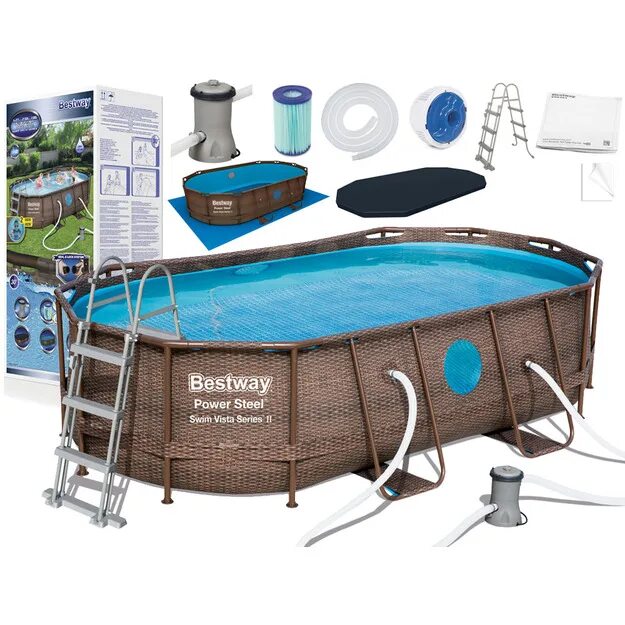 Бассейн Bestway Power Steel Swim Vista 56714. Бассейн каркасный Bestway ротанг 366х122. Бассейн Bestway 56714 427х250х100. 56714 Каркасный бассейн Bestway овальный 427х250х100.