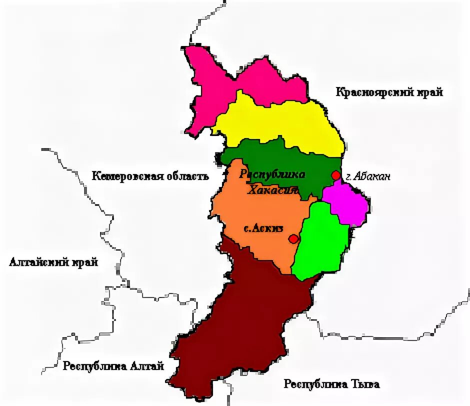 Хакасия какой субъект. Республика Хакасия карта с районами. Административное деление Хакасии. Карта Хакасии с районами. Республика Хакасия границы на карте.