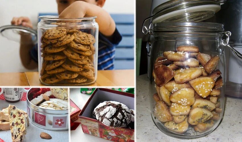 В чем хранить печенье. Хранение печенья на кухне. Идеи для хранения печенья на столе.