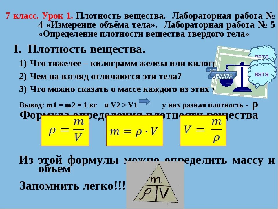 Формула объема и плотности жидкости. Плотность масса 7 класс физика формулы. Плотность вещества формула физика. Формула вычисления плотности физика. Плотность вещества 7 класс физика формулы.