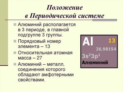 Положение в системе алюминий