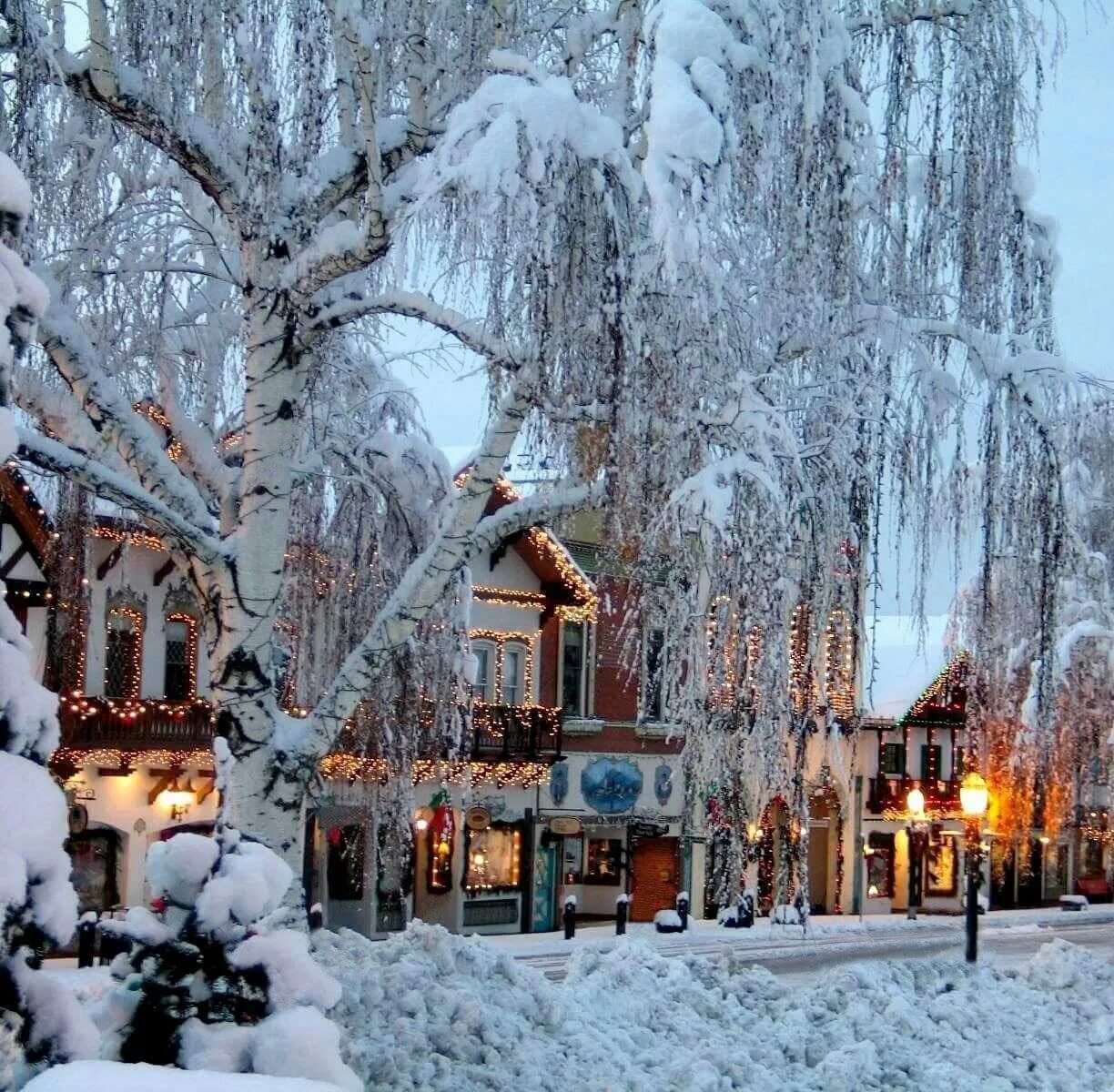 Зимний город. Новогодняя зима. Новогодний пейзаж. Красивая зима.