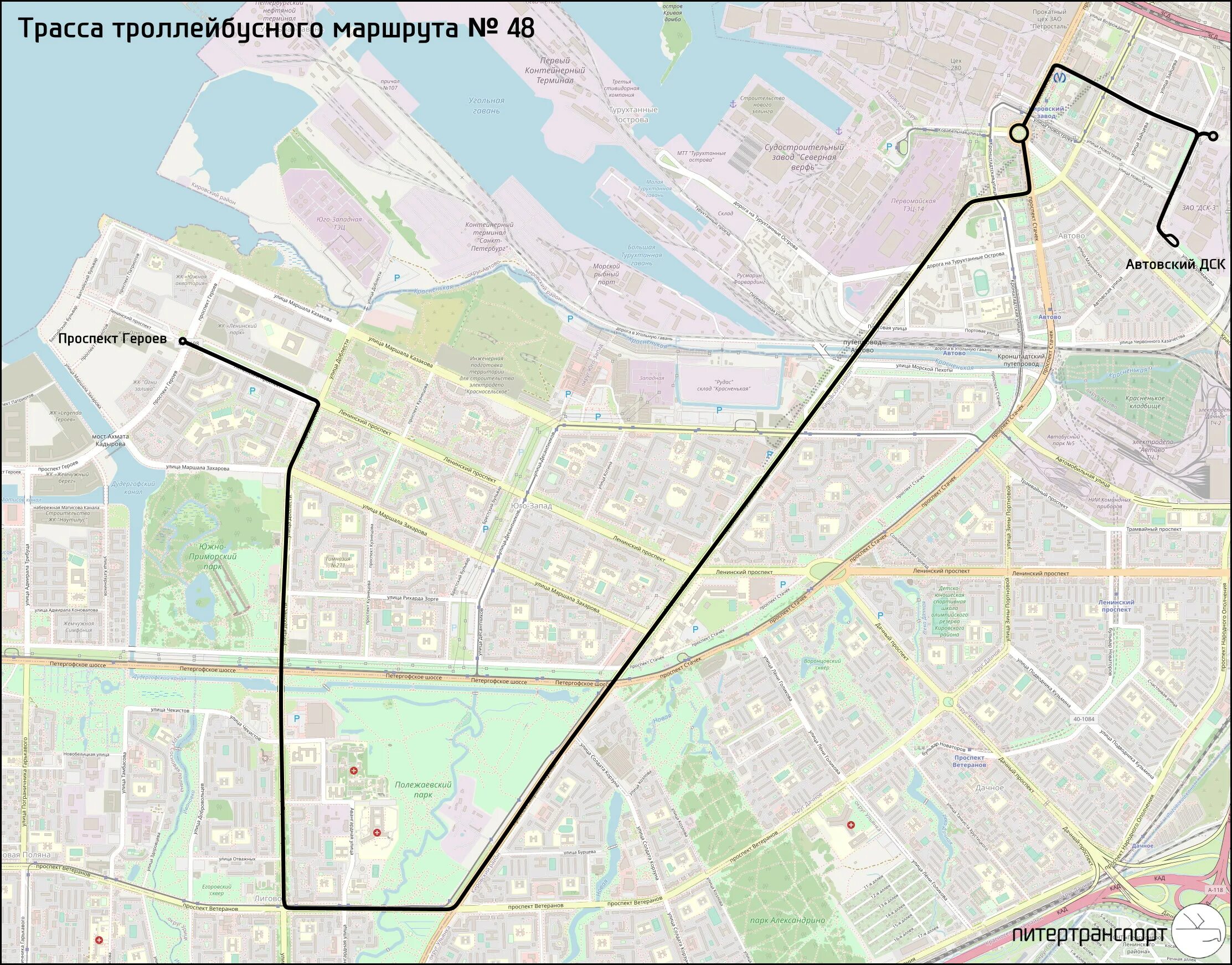 Показать маршрут на карте спб