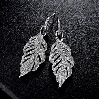 Серьги листики серебро