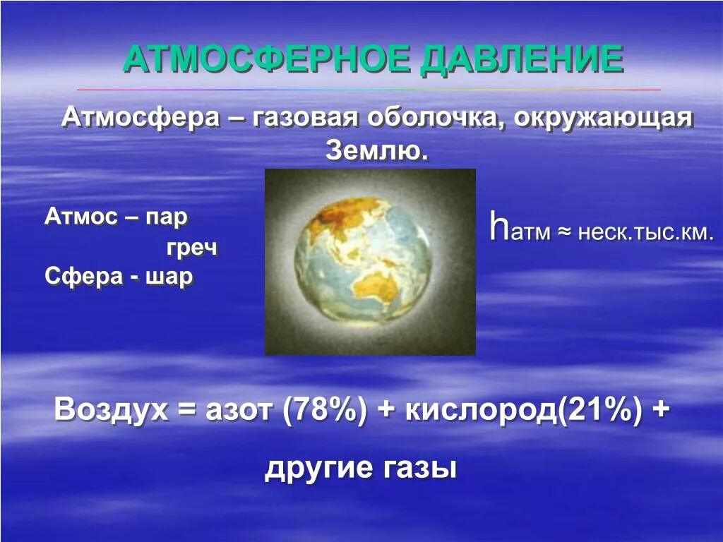 Кислород 21 в воздухе. Атмосфера земли презентация. Газовая оболочка окружающая землю. Презентация на тему атмосфера. Атмосферное давление презентация.