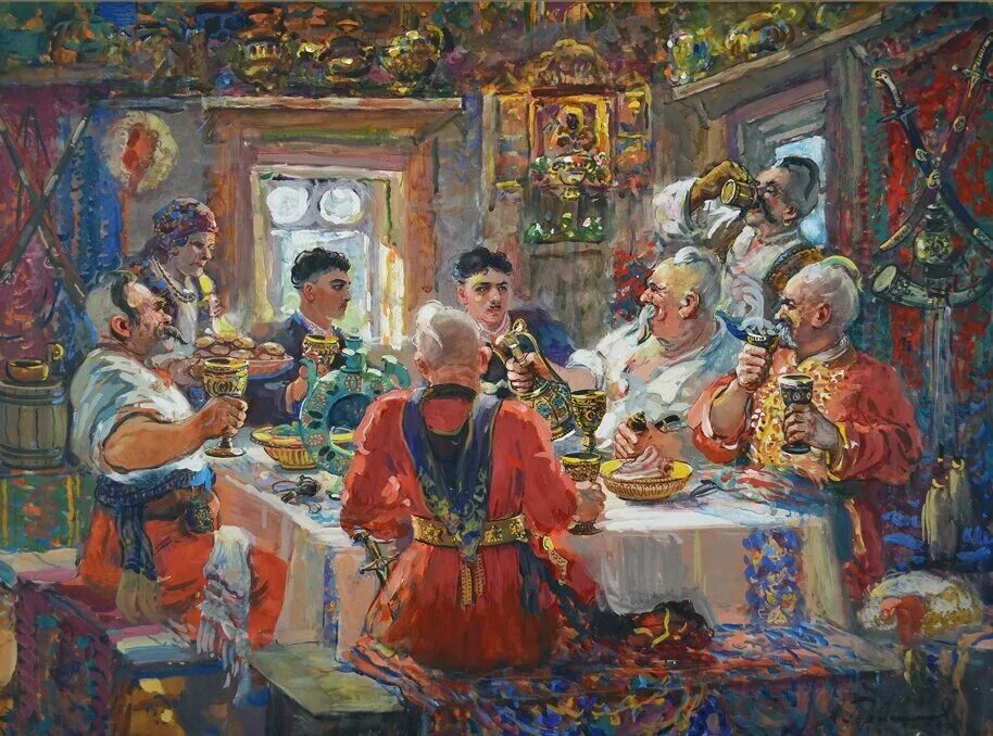 великое искусство аркадия пластова. п. борис кустодиев чаепитие в мытищах. застолье на руси. василий баюскин.