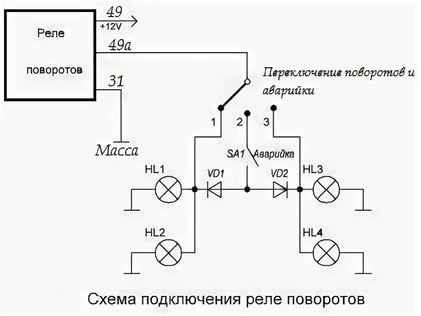 Реле поворотов ваз 2110 схема