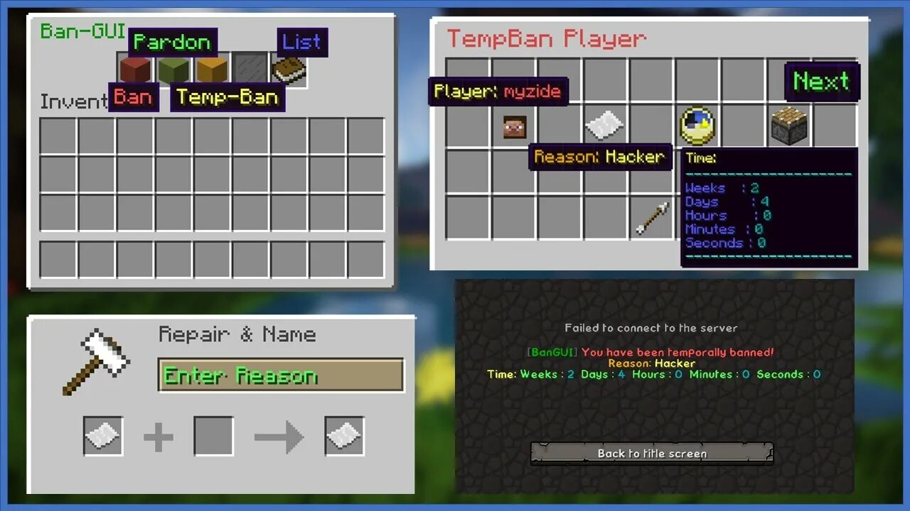 Ban player. Плагин на сервер майнкрафт gui-меню гаража. Майнкрафт gui меню домов плагин. Большое gui Bukkit. Плагин на бан.