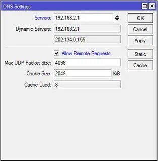 Mikrotik static dns