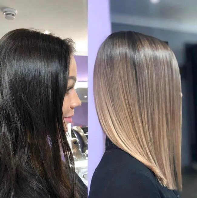 сложное окрашивание до и после. окрашивание волос из темно в светлый. окрашивание из черного в русый. балаяж окрашивание до и после. цвет волос до и после.