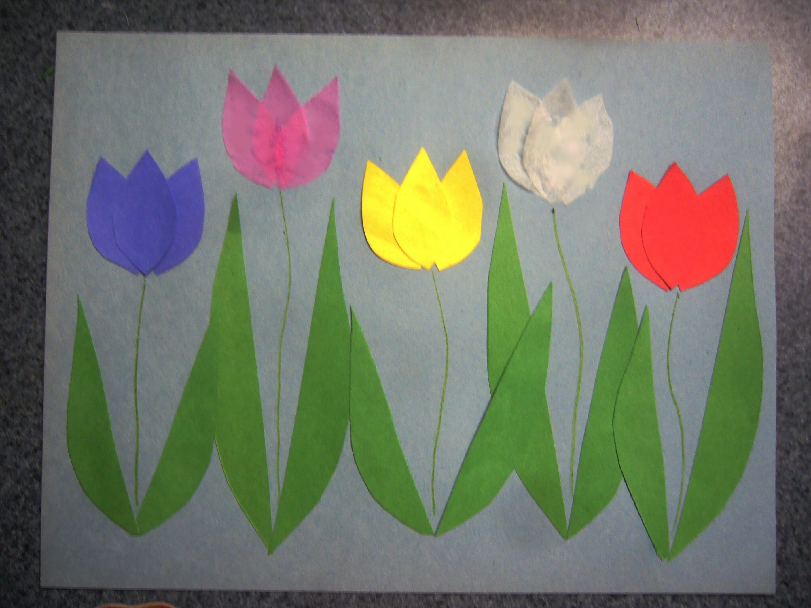 аппликация тюльпаны старшая группа. тюльпаны из цветной бумаги. объемные тюльпаны. объемные тюльпаны. цветы.
