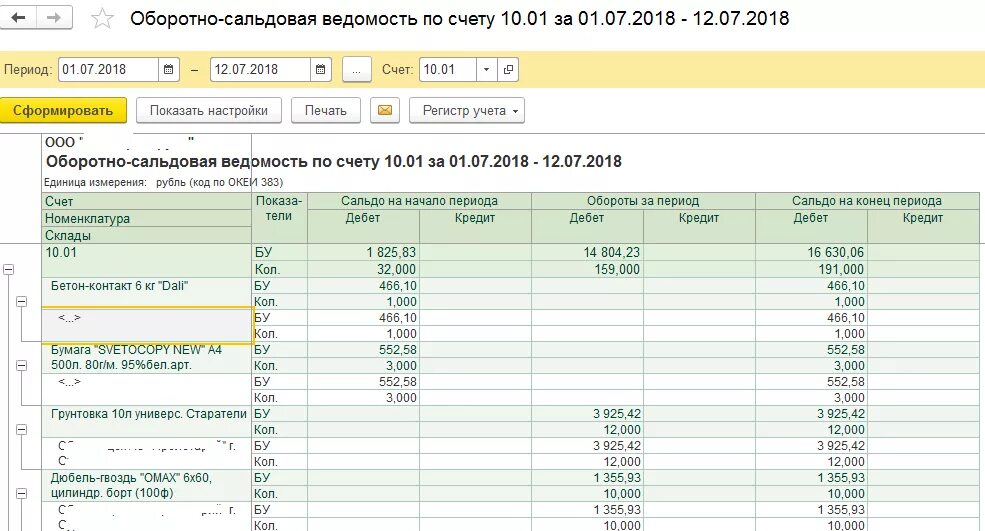 Оборотно-сальдовая ведомость 10 счет. Оборотно-сальдовая ведомость в 1с 1.1. Оборотно-сальдовая ведомость по счету 10.10. Оборотно-сальдовая ведомость по счету 10.01. 1с счет 14