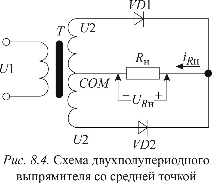 Схема полупериодного выпрямителя. Двухполупериодный выпрямитель 2 трансформатора. Схема трансформатора с двумя вторичными обмотками. Двухполупериодная схема управляемого выпрямителя.