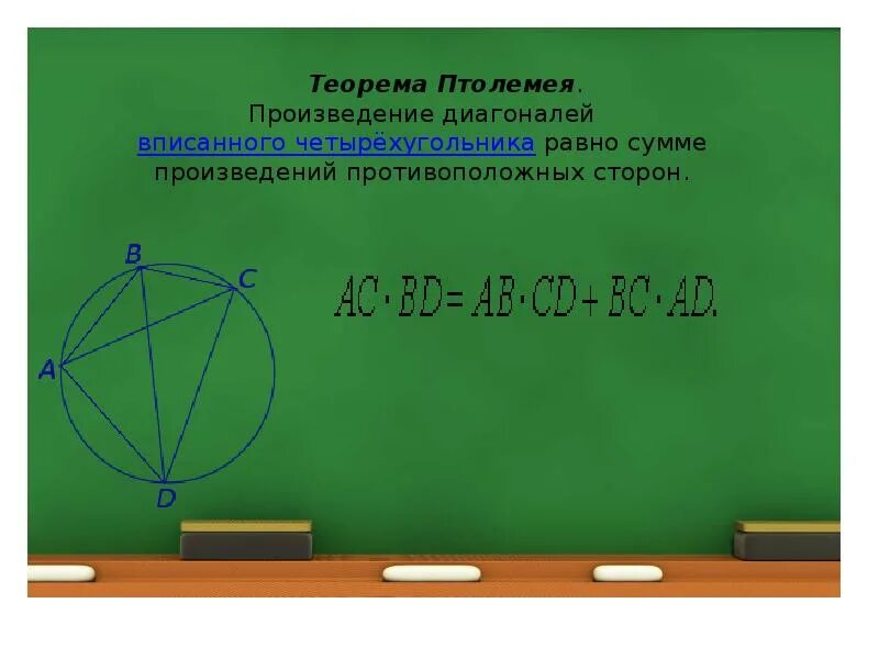 Диагонали вписанного четырехугольника. Теорема Птолемея для четырехугольника. Теорема Птолемея для вписанного четырехугольника. Теорема планиметрии.