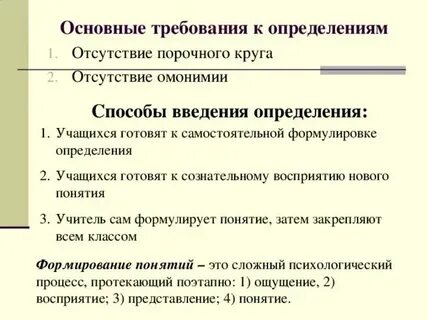 Понятия и определения в математике