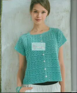 Кофточка крючком из хлопка для женщины