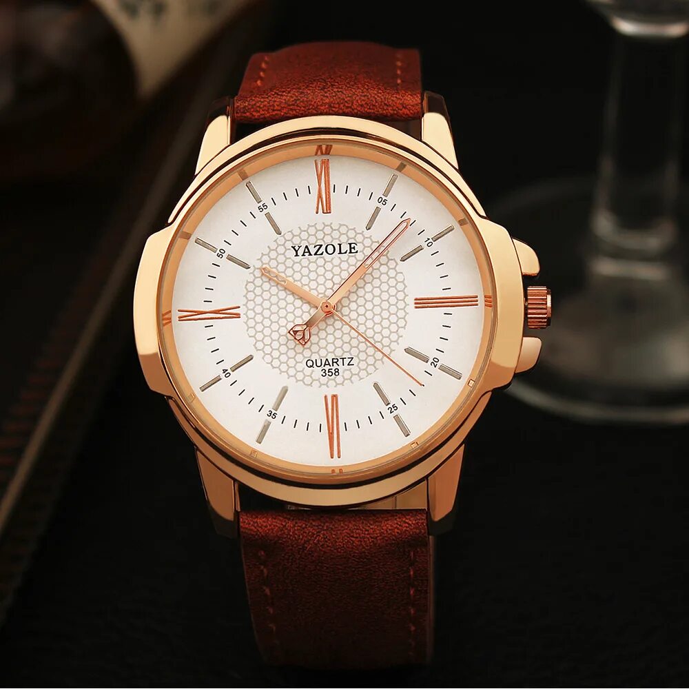 Часы наручные мужские коричневые. Часы yazole 358. часы yazole quartz. yazole quartz 358. yazole 358 fashion men quartz.