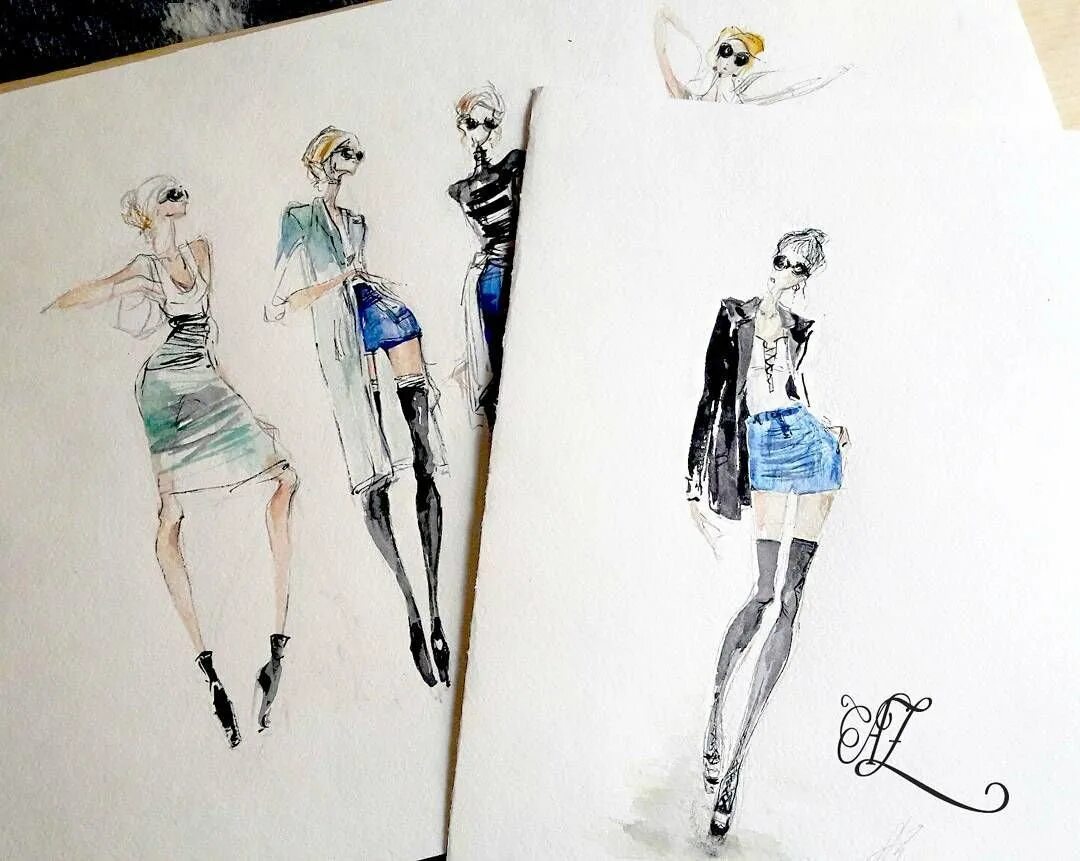 Рисуем одежду маркерами. Fashion иллюстрация в карандашной технике. модный скетчинг. модные иллюстрации пошагово. эскизы одежды маркерами.