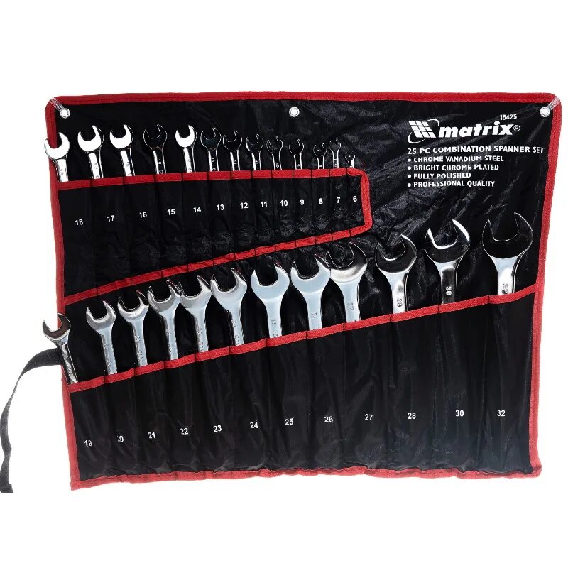 Matrix 6 32. Matrix 6 32. Matrix 6 32. Набор ключей рожковых 6-32мм 12шт хромирование. , crv, полированный хром.