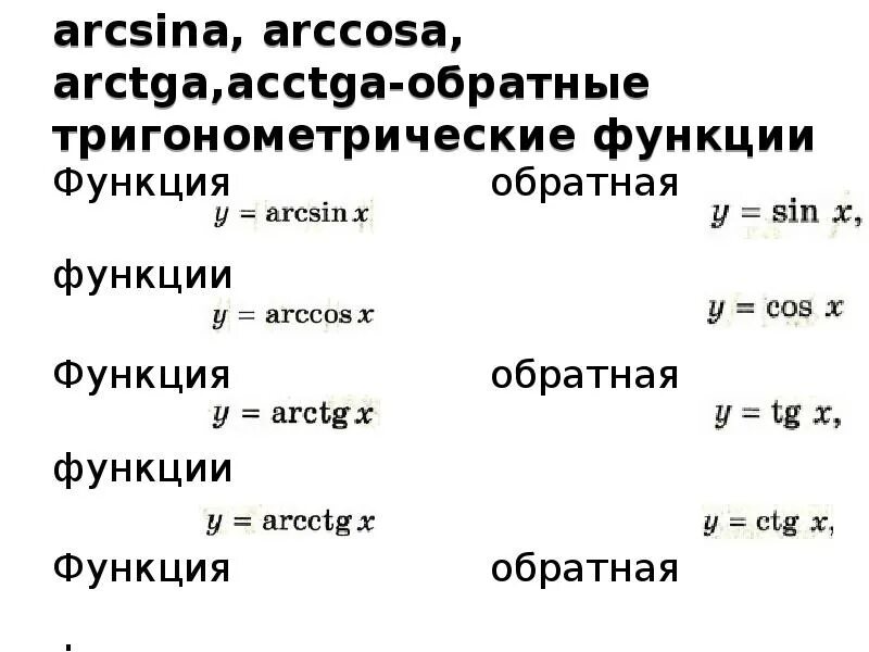 Обратные тригонометрические функции арксинус. Обратные тригонометрические функции арксинус
