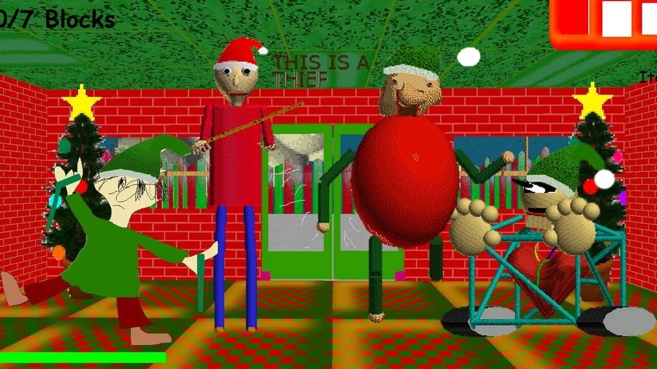 Baldi в новогодней. Новый год балди. Балди санта. Party hat baldi. Новогодний балди.