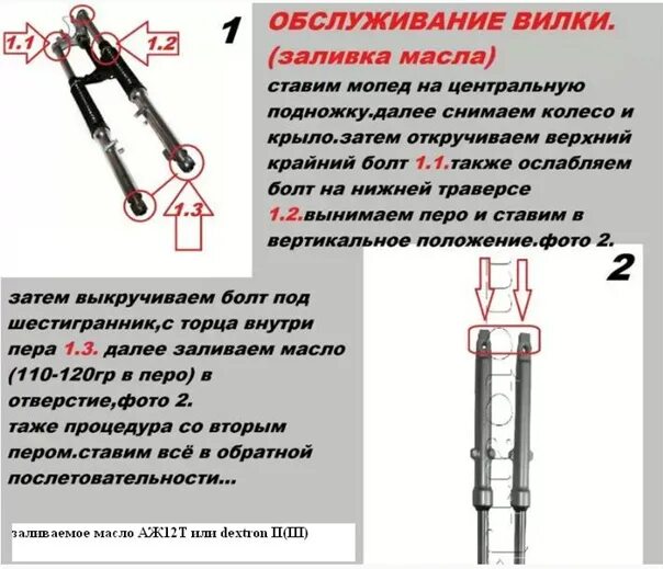 Масло в переднюю вилку мотоцикла