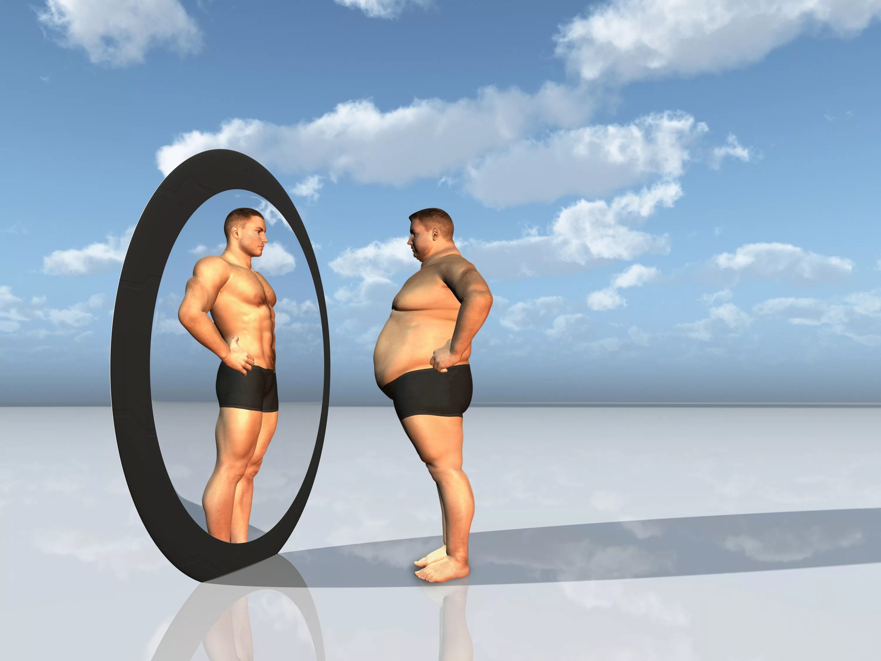 Толстый и стройный мужчина. Толстый мужчина в зеркале. Толстый и худой.